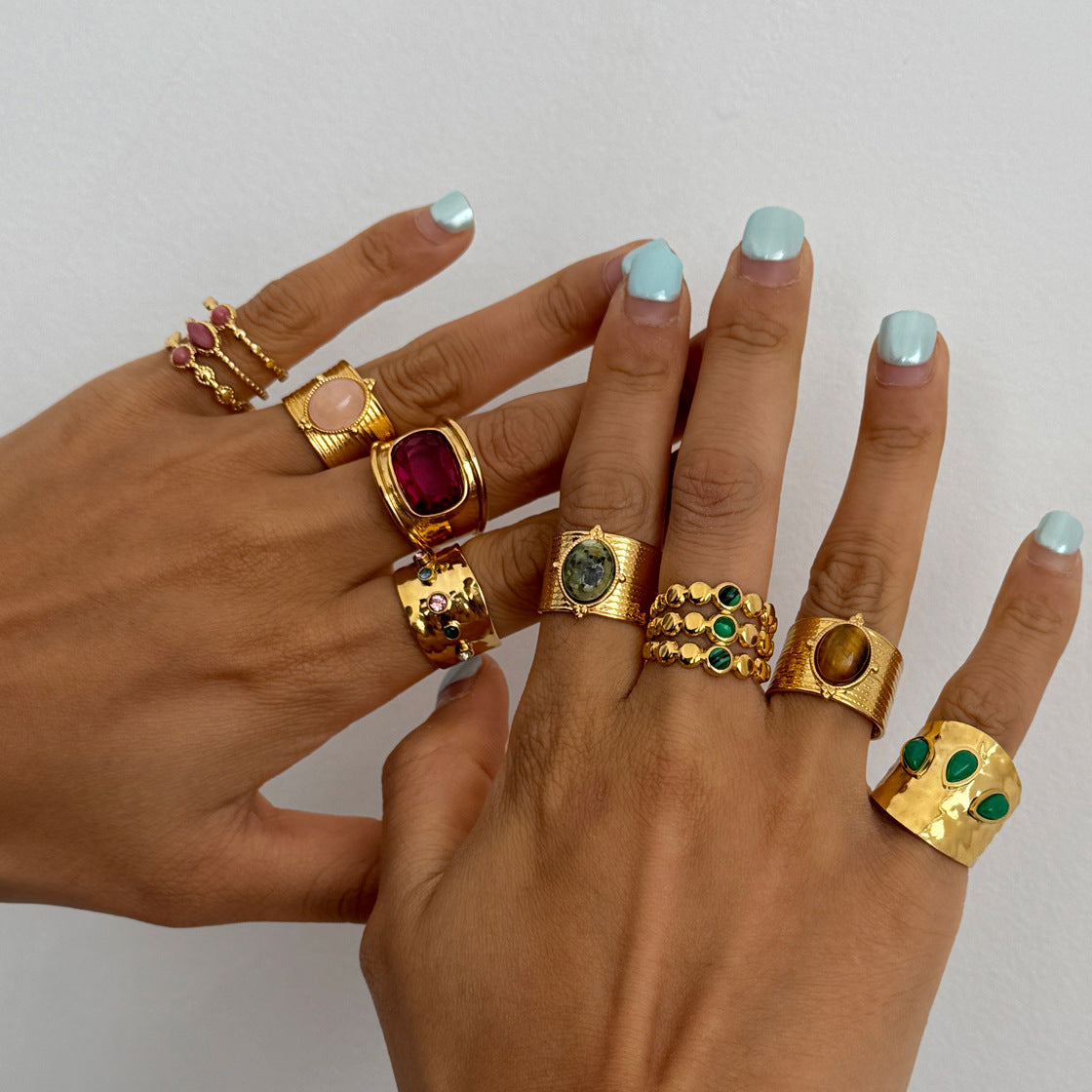 Statement Colorful CZ & Stone Adjustable Ring Series — view 3