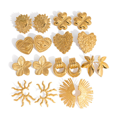 Vintage Sculptural Gold Tone Earring Series