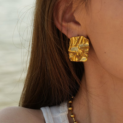 Vintage Sculptural Gold Tone Earring Series — view 2