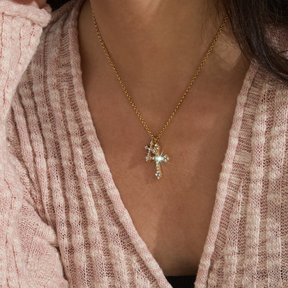 Vintage Ornate CZ Cross Necklace Series — view 2