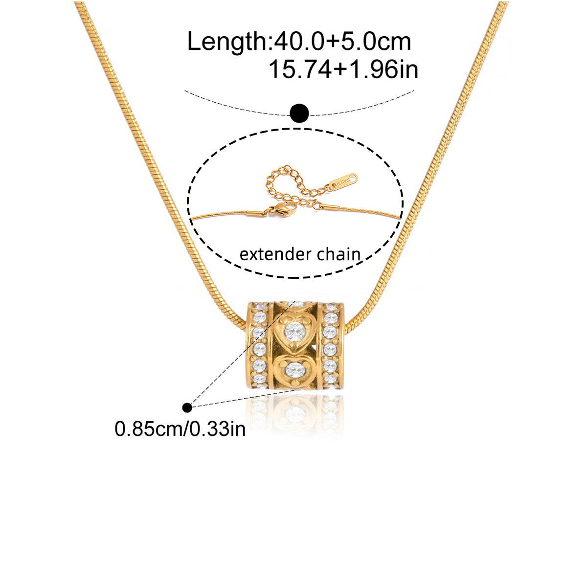 Two-Tone CZ Necklace & Ring Series — Cylinder Necklace · Two Tone