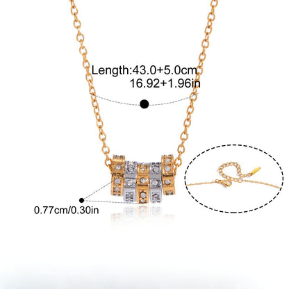 Two-Tone CZ Necklace & Ring Series — Block Necklace · Two Tone