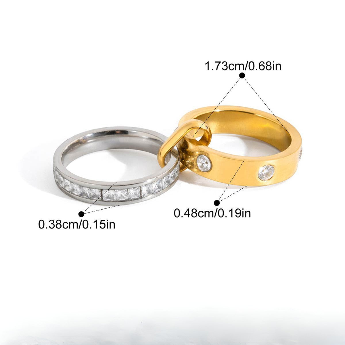 Two-Tone CZ Necklace & Ring Series — Duo Ring · Two Tone