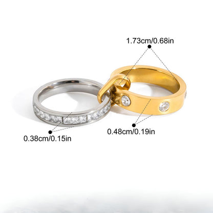 Two-Tone CZ Necklace & Ring Series — Duo Ring · Two Tone