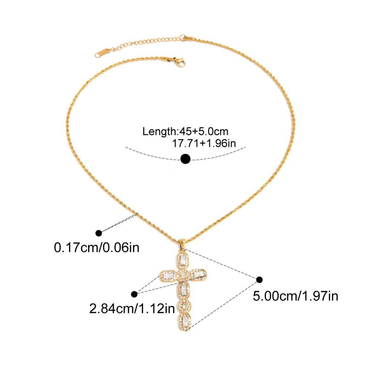 Vintage Ornate CZ Cross Necklace Series — Oval Pavé Cross Necklace · Gold