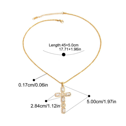 Vintage Ornate CZ Cross Necklace Series — Oval Pavé Cross Necklace · Gold