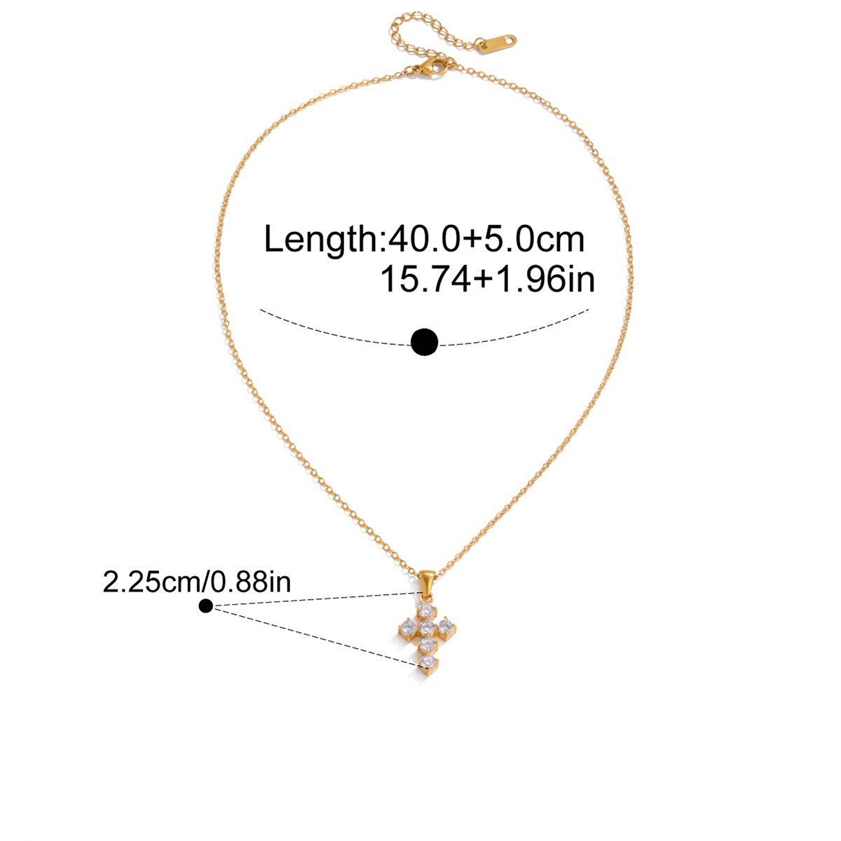 Vintage CZ Cross Pendant Collection — Clover Cross Necklace · Gold