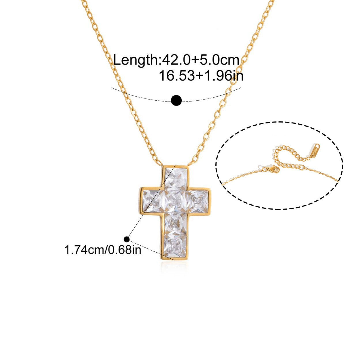 Vintage CZ Cross Pendant Collection — Baguette Cross Necklace · Gold