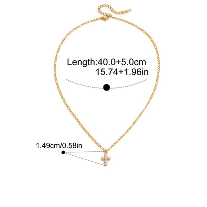 Vintage CZ Cross Pendant Collection — Floral Top Cross Necklace · Gold