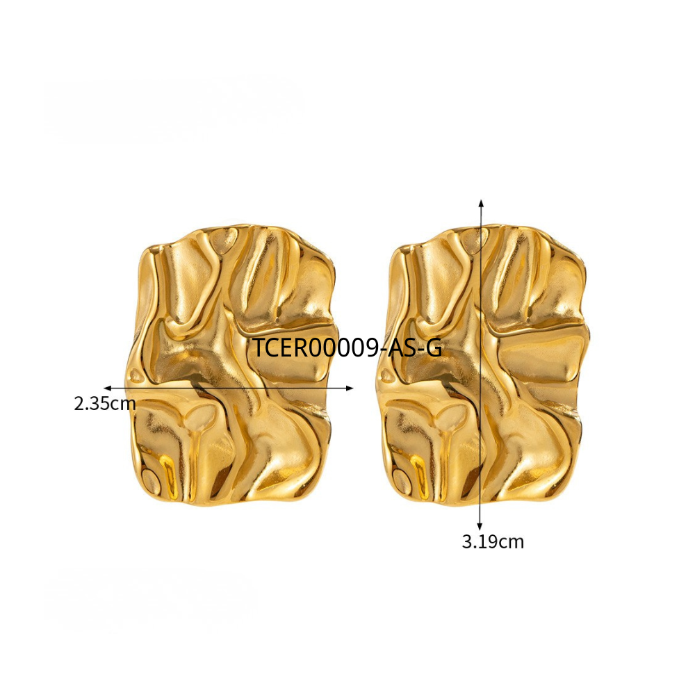 Vintage Sculptural Gold Tone Earring Series — Abstract Square Earrings · Gold