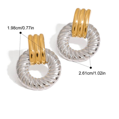 Two-Tone Stainless Steel CZ Earrings Series — Twisted Knot Earrings · Two Tone