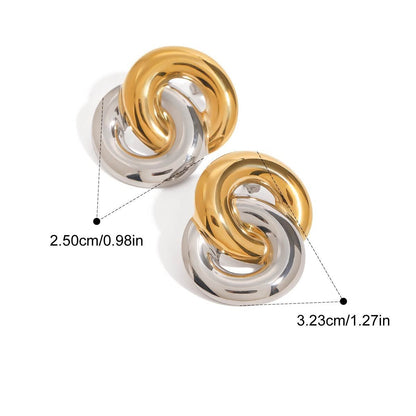Two-Tone Stainless Steel CZ Earrings Series — Intertwined Hoops · Two Tone