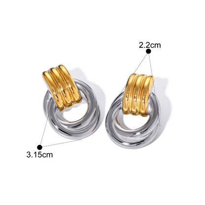 Two-Tone Stainless Steel CZ Earrings Series — Multi-Ring Hoops · Two Tone