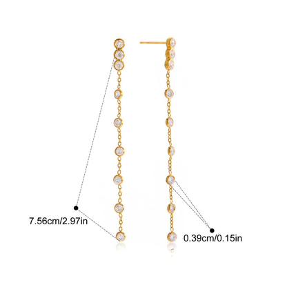 Dangle Drop CZ Earrings Collection — Dainty Chain Drop Earrings · Gold