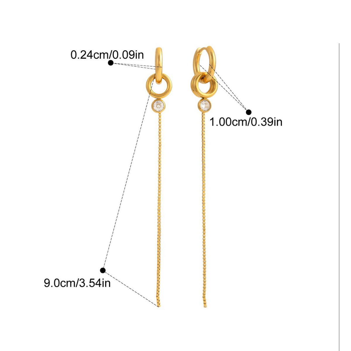 Dangle Drop CZ Earrings Collection — O-Ring Tassel Earrings · Gold
