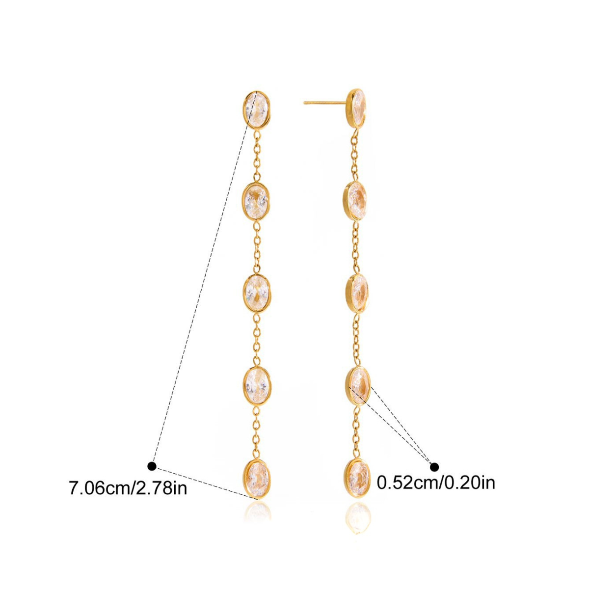 Dangle Drop CZ Earrings Collection — Oval Link Drop Earrings · Gold