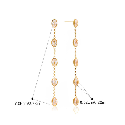 Dangle Drop CZ Earrings Collection — Oval Link Drop Earrings · Gold