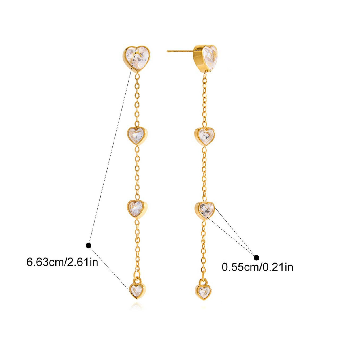 Dangle Drop CZ Earrings Collection — Heart Loval Link Drop Earringsink Drop Earrings · Gold
