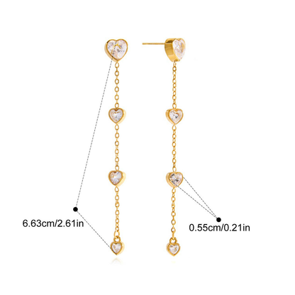 Dangle Drop CZ Earrings Collection — Heart Loval Link Drop Earringsink Drop Earrings · Gold