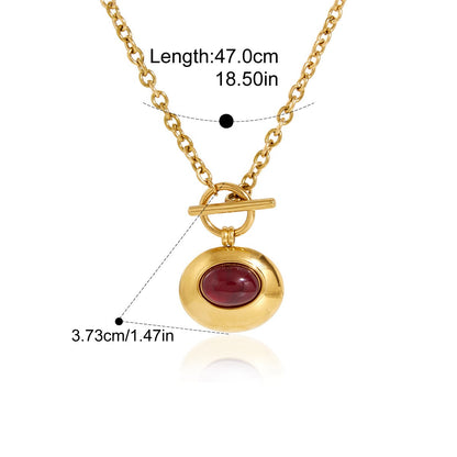 Retro Toggle Resin CZ Jewelry Set — Retro Toggle Pendant Necklace · Gold