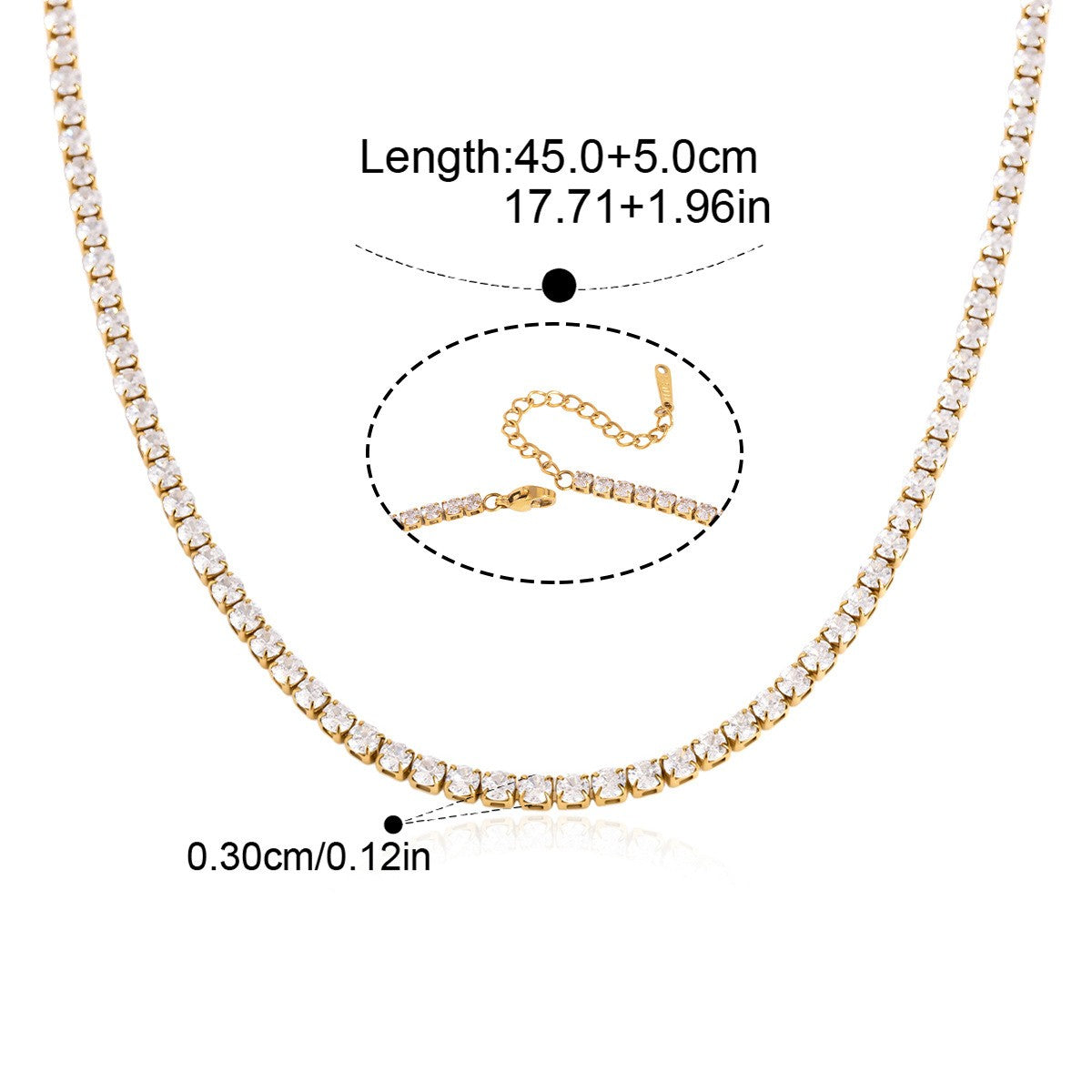Classic 3mm CZ Tennis Necklace Series — Classic 3mm Tennis Necklace · Gold