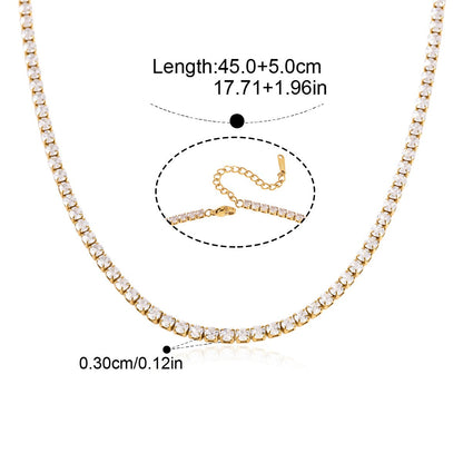 Classic 3mm CZ Tennis Necklace Series — Classic 3mm Tennis Necklace · Gold
