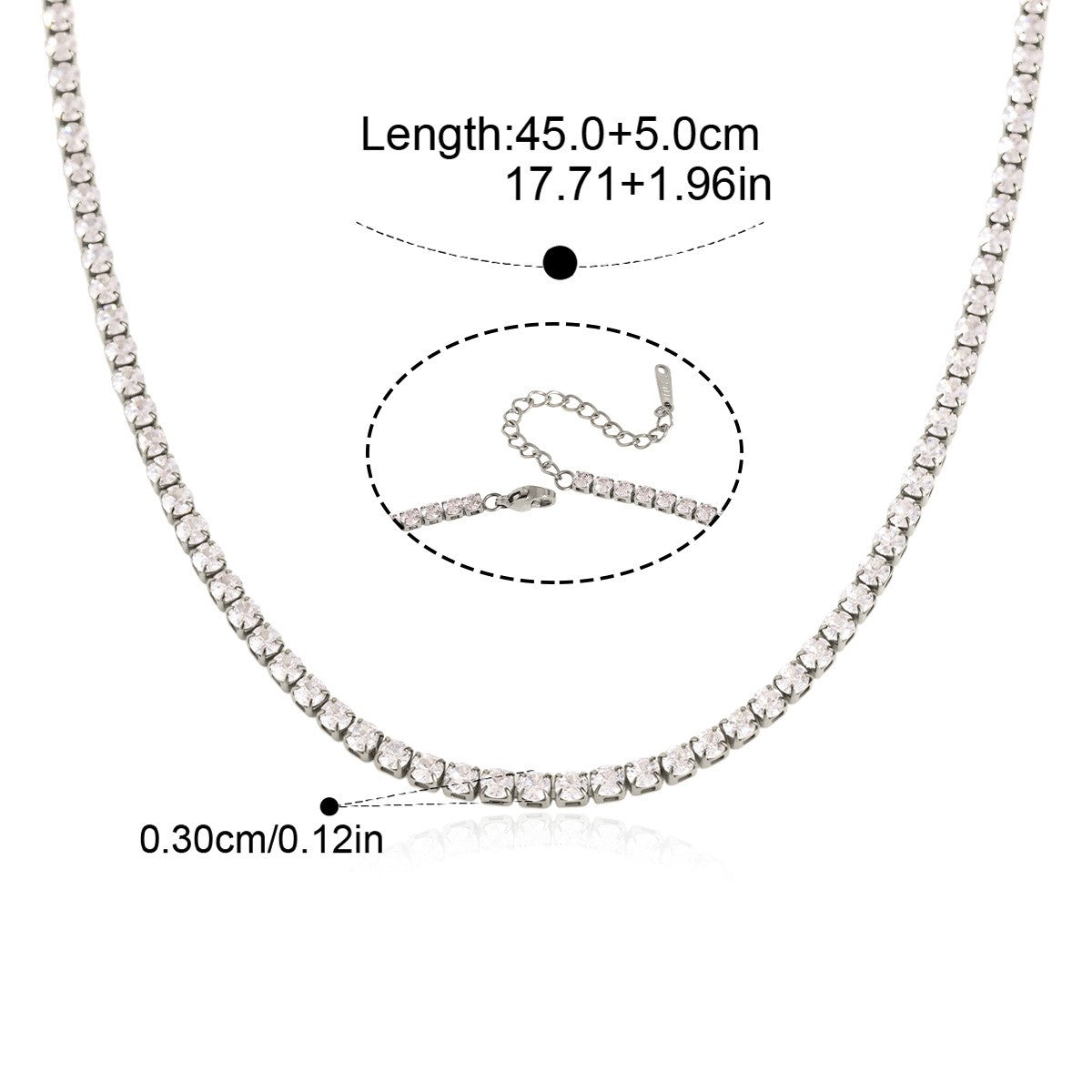 Classic 3mm CZ Tennis Necklace Series — Classic 3mm Tennis Necklace · Silver