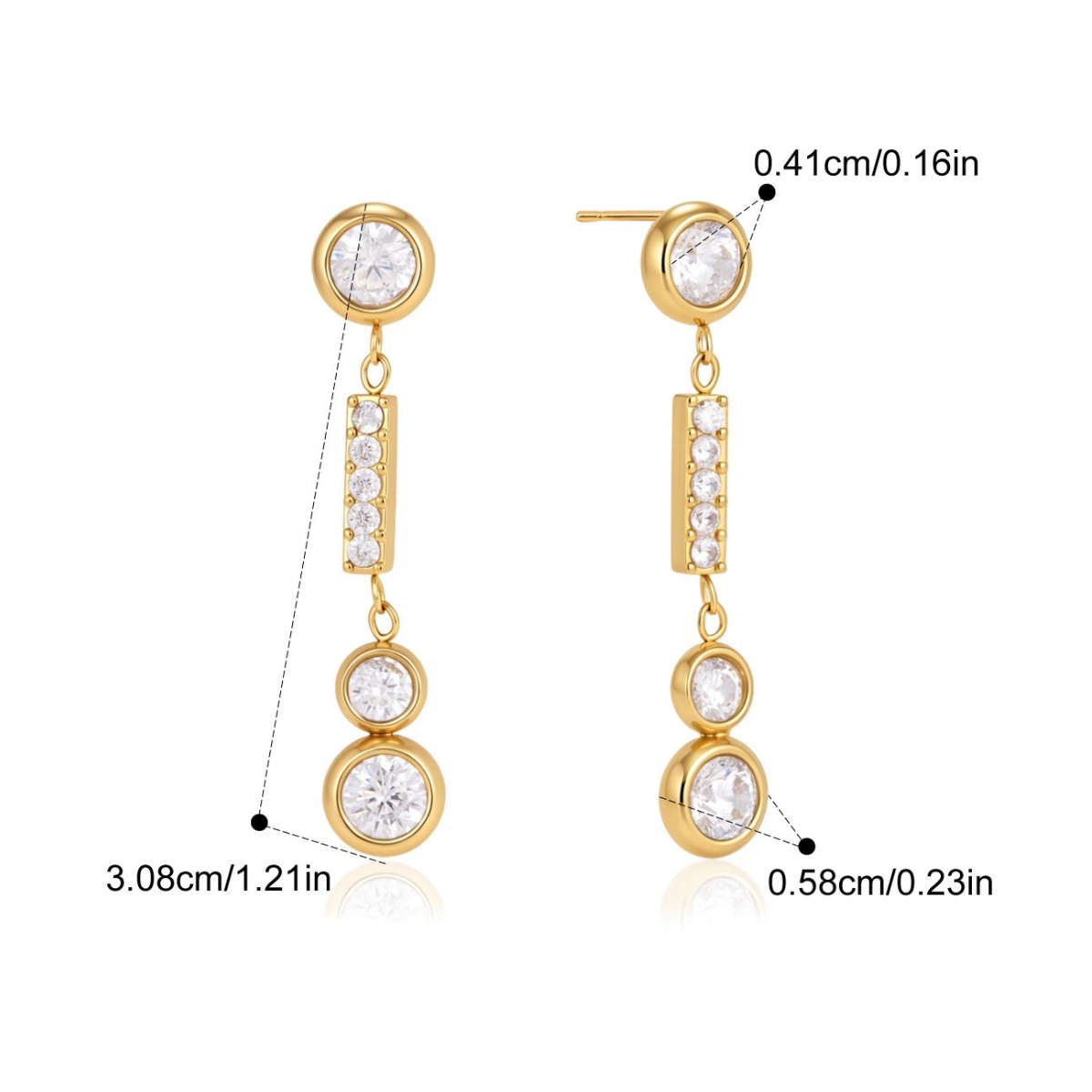 Modern Geometric CZ Bar Drop Earrings — Pavé Bar & Twin Drop Earrings · Gold