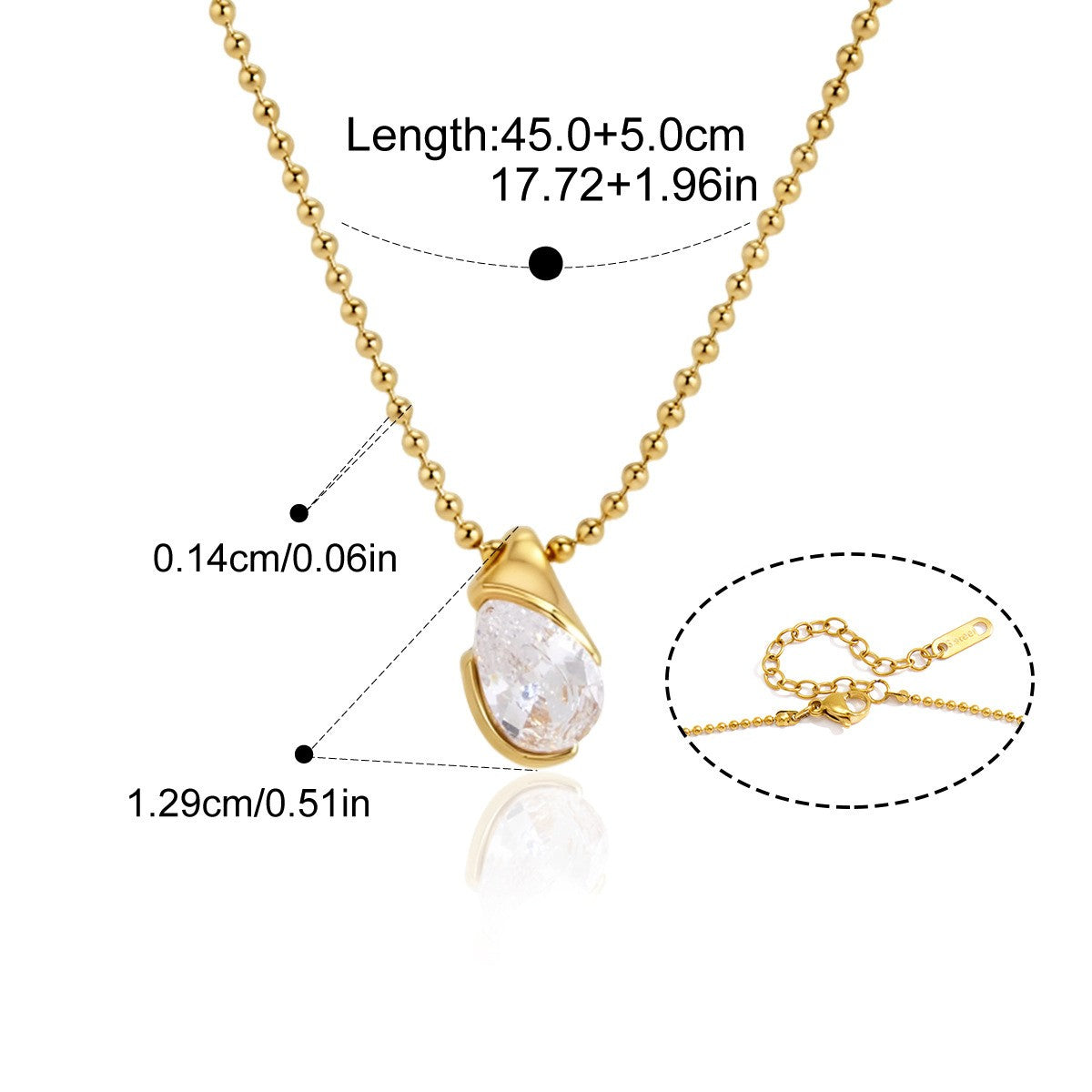Vintage CZ Pendant Necklace Collection — Flow Teardrop Necklace · Gold