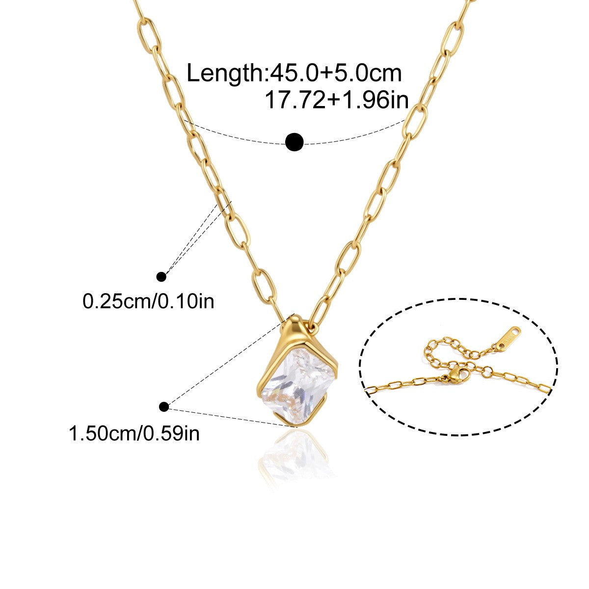 Vintage CZ Pendant Necklace Collection — Flow Oblong Necklace · Gold