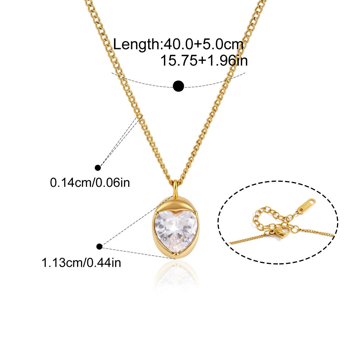 Vintage CZ Pendant Necklace Collection — Rounded Teardrop Necklace · Gold