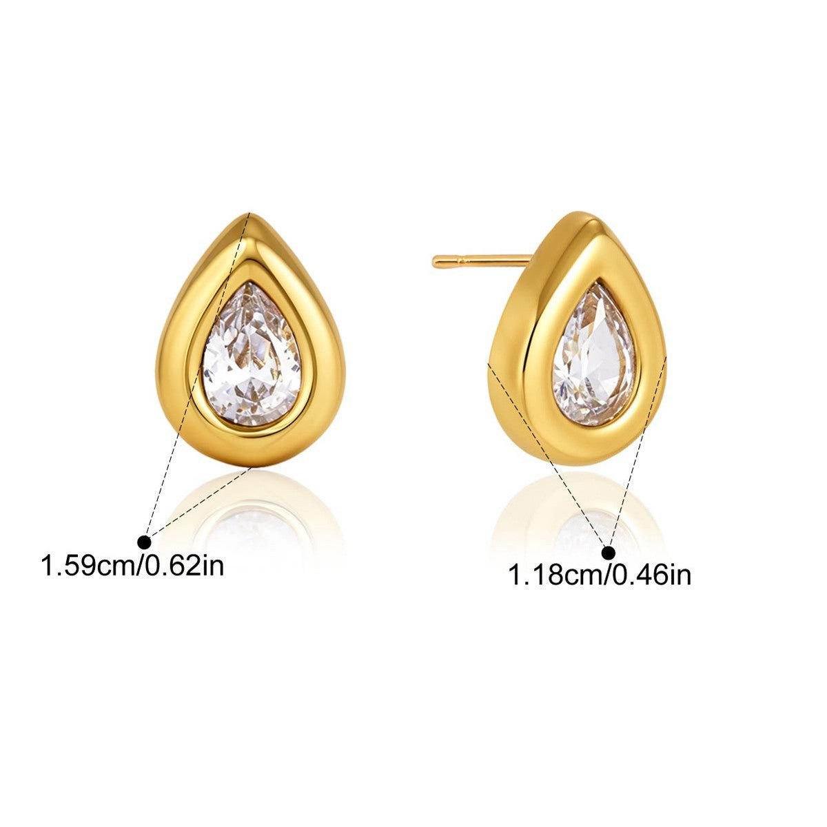 Vintage CZ Stud & Ear Cuff Set — Retro Pear CZ Stud · Gold