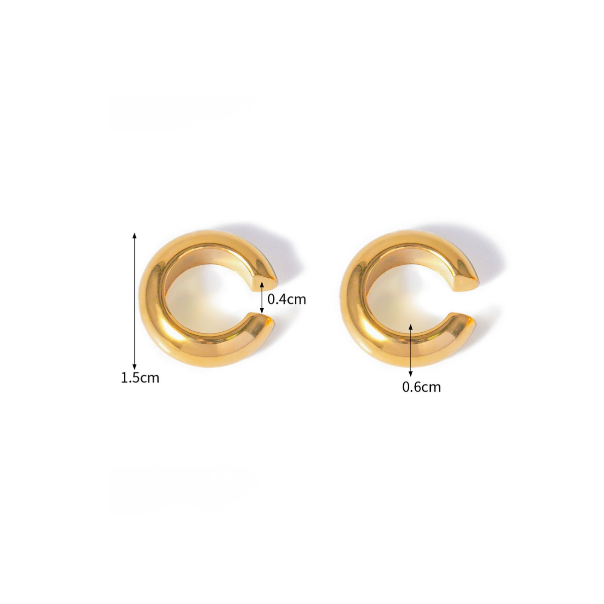 Vintage CZ Stud & Ear Cuff Set — Smooth Polished Ear Cuff · Gold
