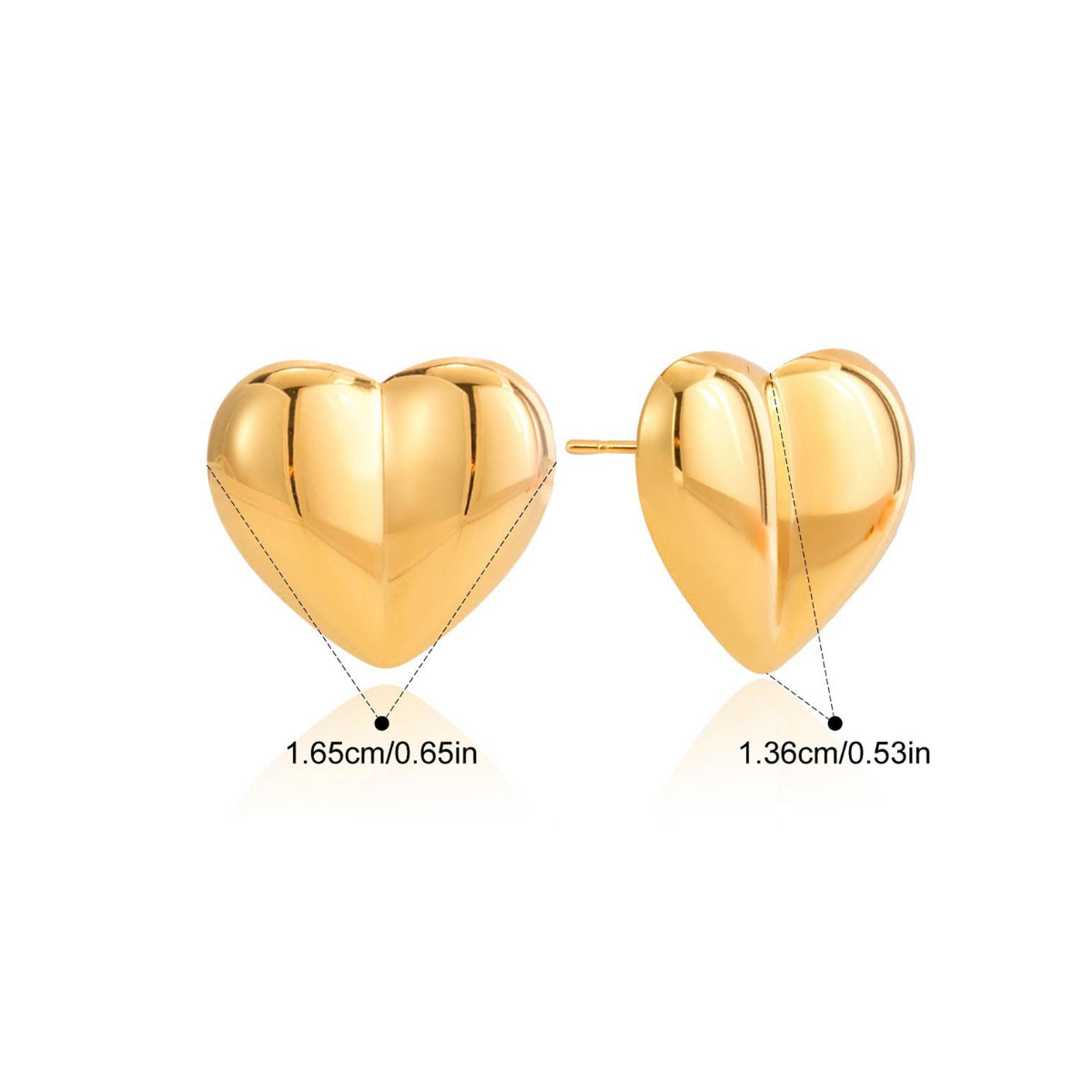 Puffy Heart Stainless Steel Jewelry Set — Puffy Heart Stud Earrings · Gold