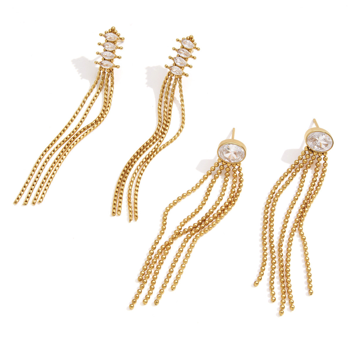 Crystal Chain Tassel Earrings