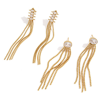Crystal Chain Tassel Earrings