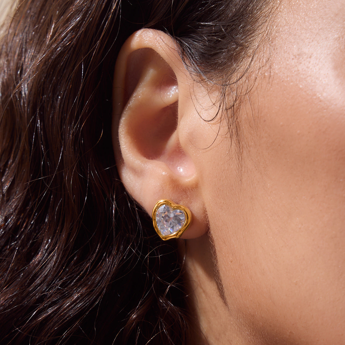 Chunky Bezel Stud Earrings — view 2