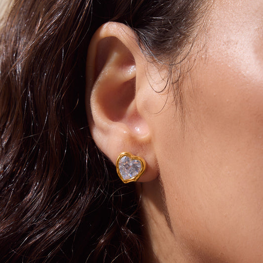 Chunky Bezel Stud Earrings — view 2