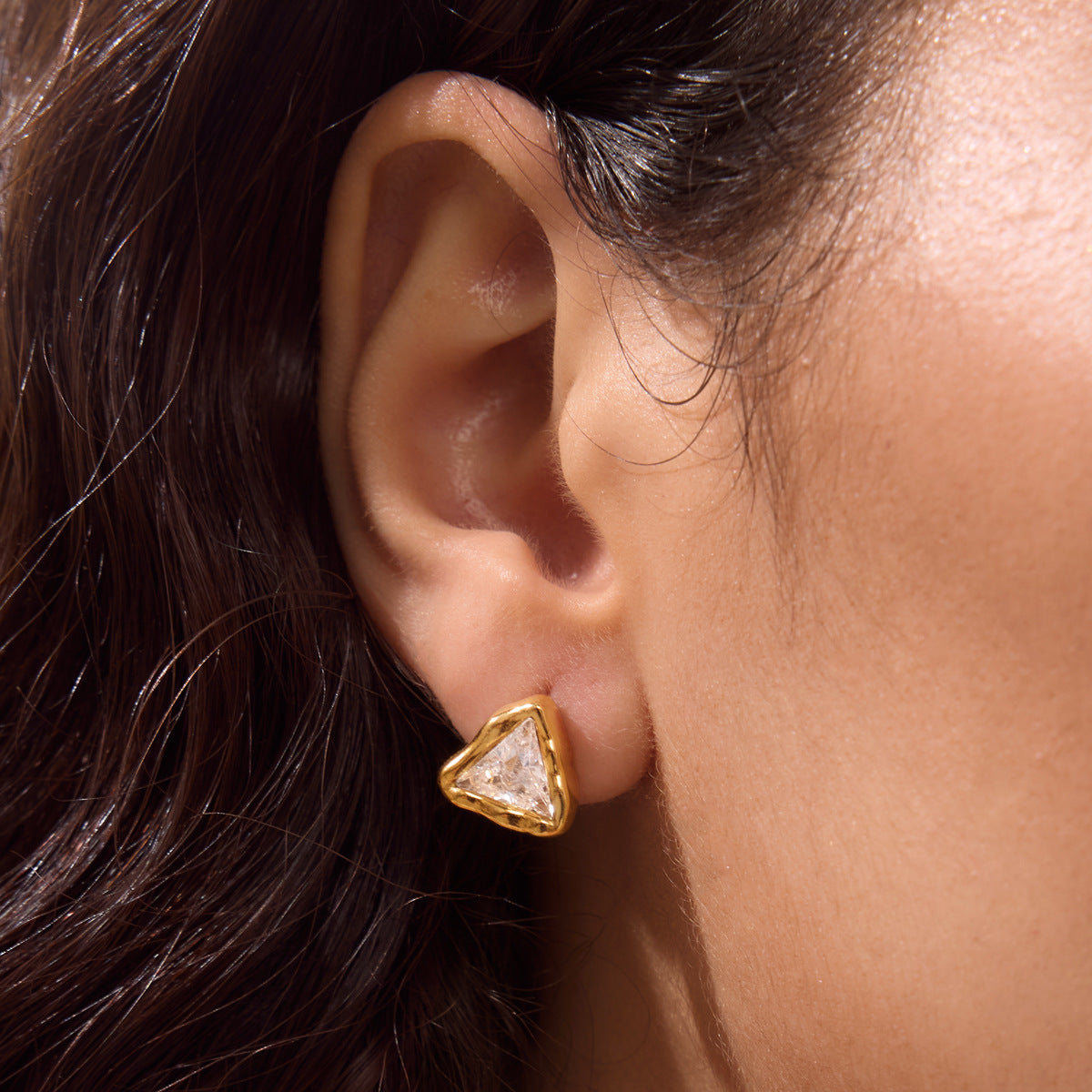 Chunky Bezel Stud Earrings — view 3
