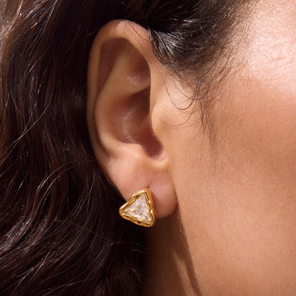 Chunky Bezel Stud Earrings — view 3
