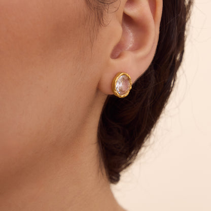 Chunky Bezel Stud Earrings — view 4