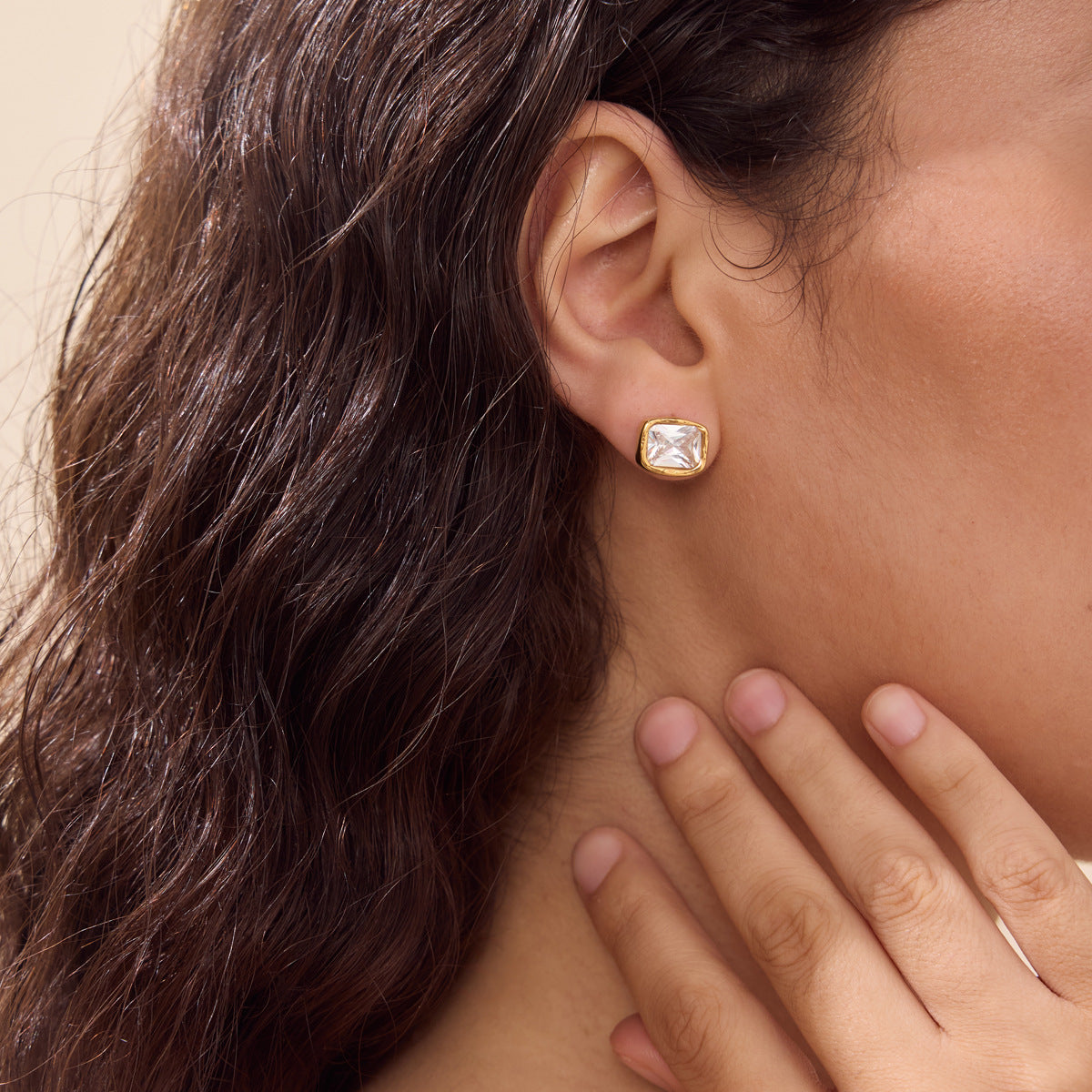 Chunky Bezel Stud Earrings — view 5