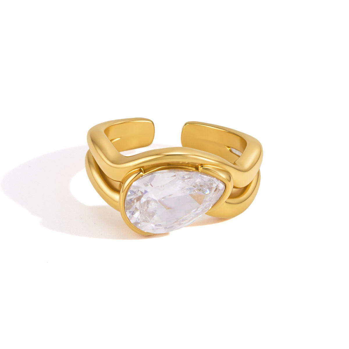 Chunky Pear Cut Open Ring