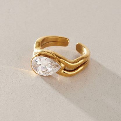 Chunky Pear Cut Open Ring — view 4