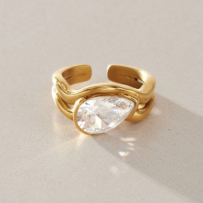 Chunky Pear Cut Open Ring — view 5