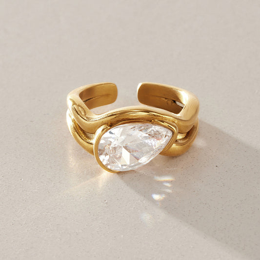 Chunky Pear Cut Open Ring — view 5