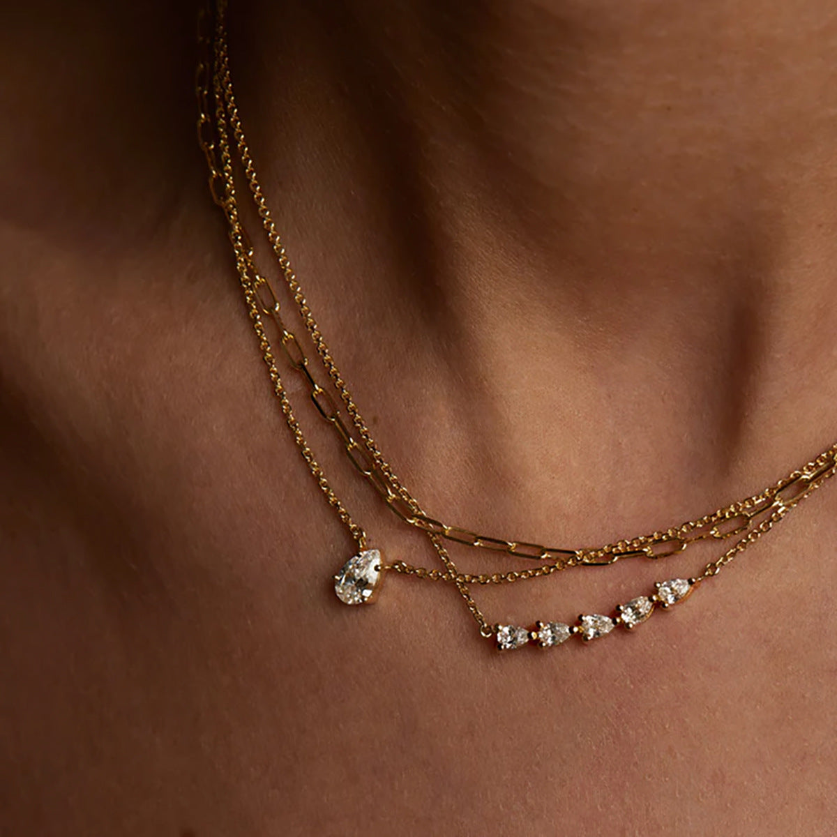 Smile CZ Chain Necklace — view 4