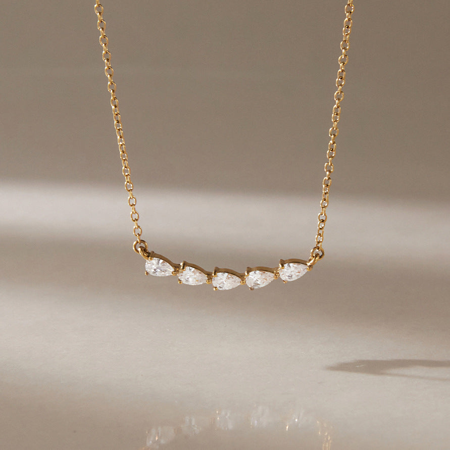 Smile CZ Chain Necklace — view 5