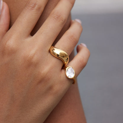 Domed Band and Oval Cuff Rings — view 3