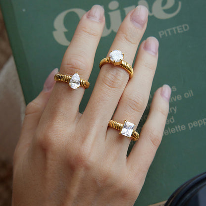 Chunky Y2K Solitaire Ring — view 4
